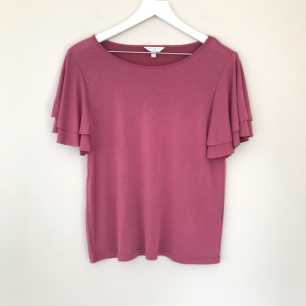 Lucky Brand Super Soft Flutter Sleeve Top Size S
